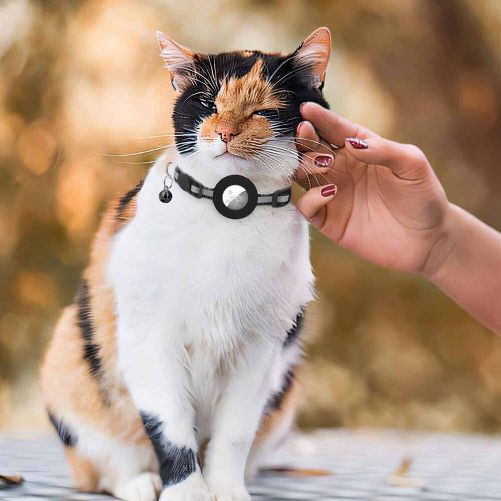 AirTag Cat Collar Holder – Reflective Breakaway Collar with Bell for Cats & Small Dogs - The Top Pet Store